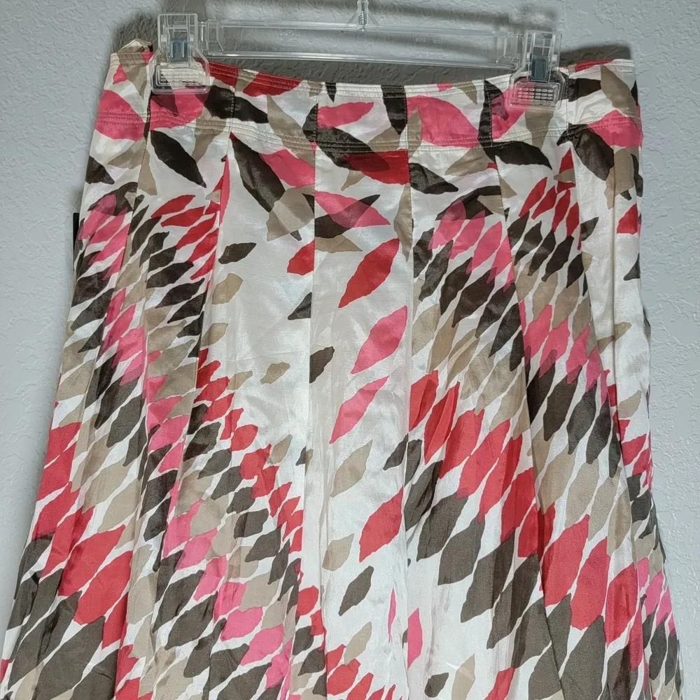 NWT Nic + Zoe Silk Midi Skirt | Geometric Print | Size 10 Quiet Luxury Boho Chic - Image 3