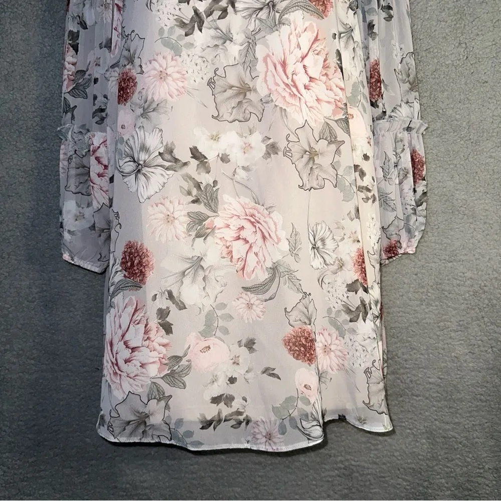 Miss Selfridge Women's Dress Ivory 4 Floral Rose Babydoll Ruffle‎ Sheer Sheath - Image 7