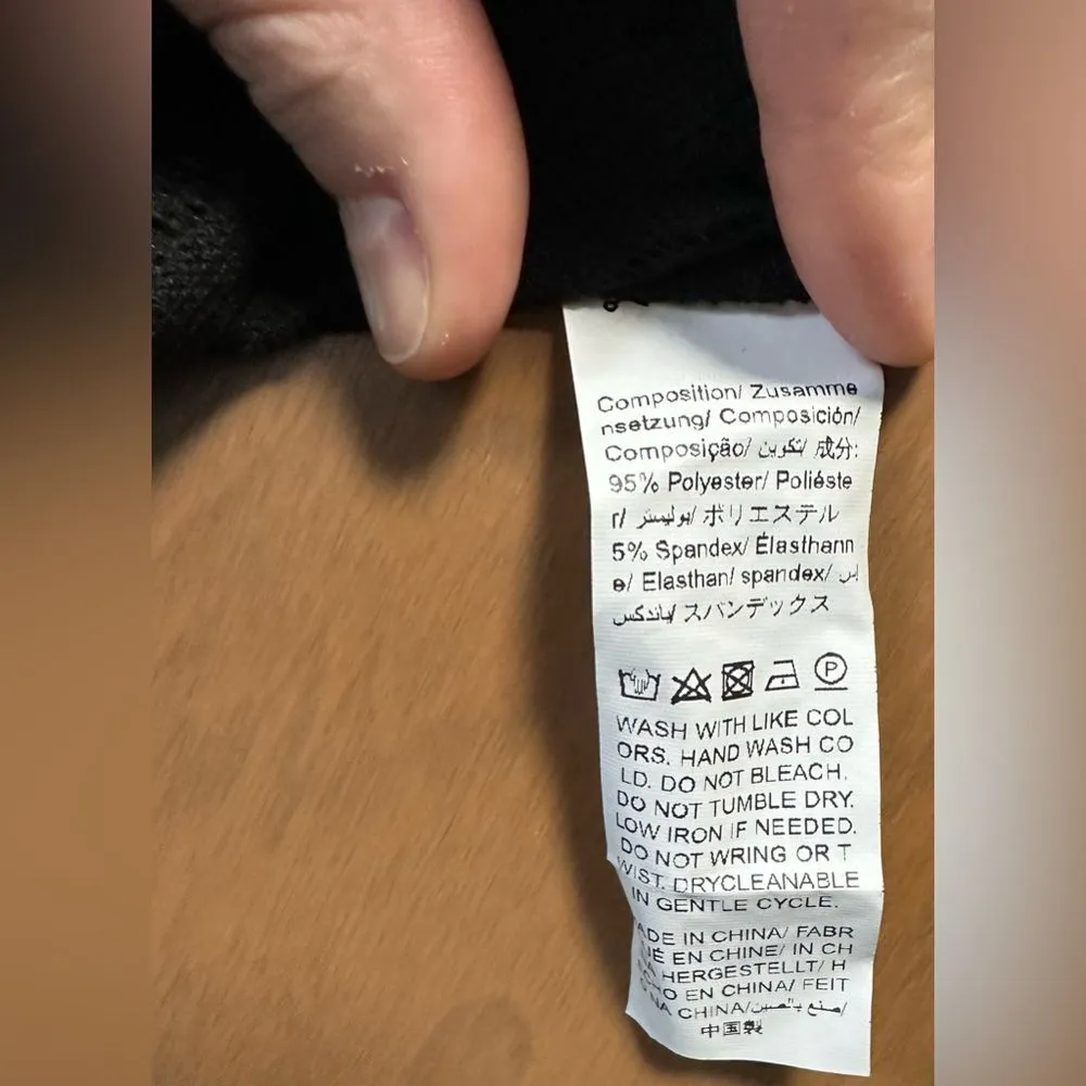 Knit Long Sleeve Crop Top Square Neck Black (741) Size L - Image 5