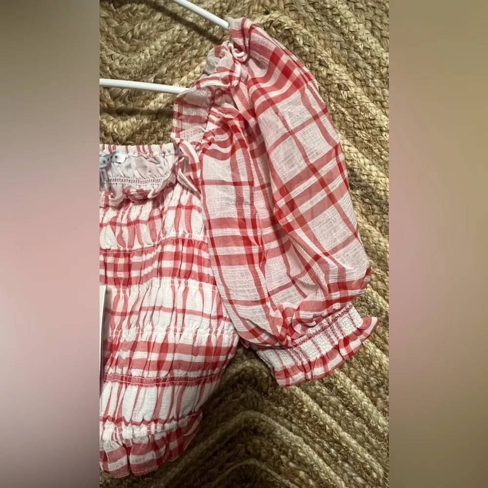 Endless Rose Women's Red/White Gingham Smocked Top, Size S, Brand New, NWT - Image 3