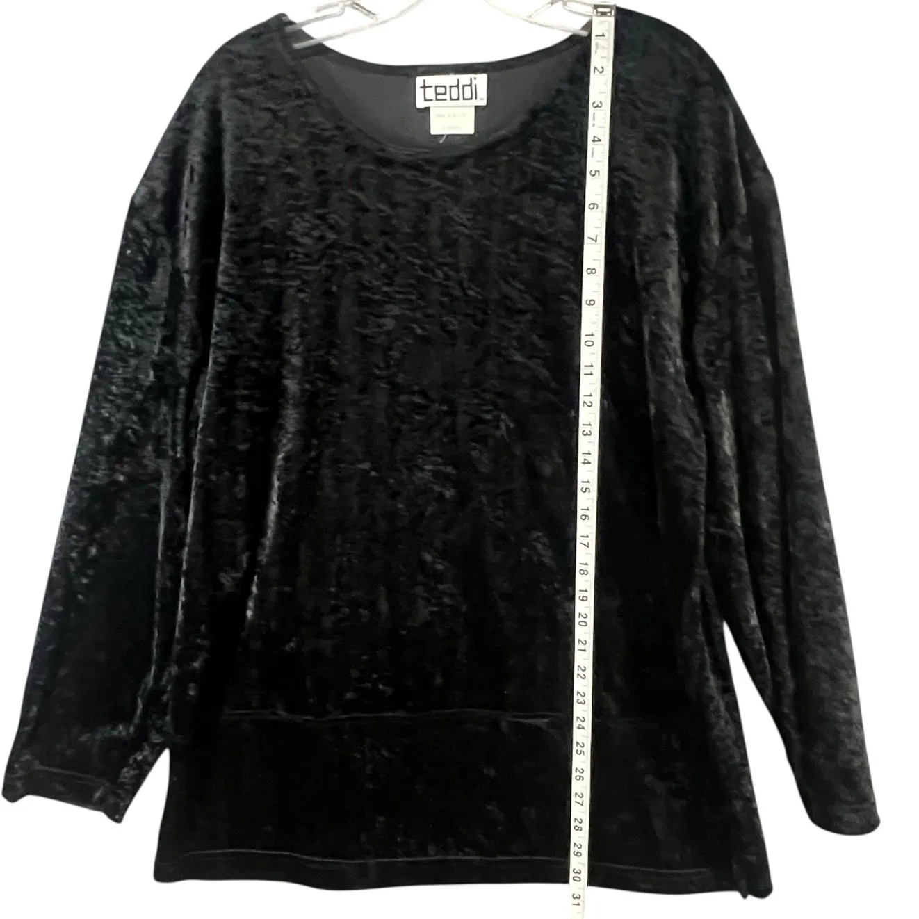 Vintage Y2K Teddi Tunic Top Womens XL Black Crushed Velvet Whimsigoth Dark Fairy - Image 7