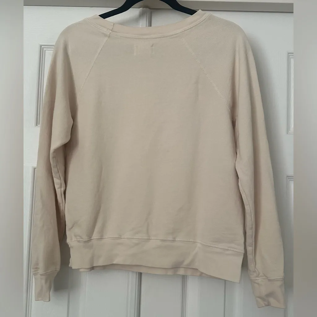 MATE the Label Organic Cotton Fleece Raglan Sweatshirt Cream Beige Small - Image 2