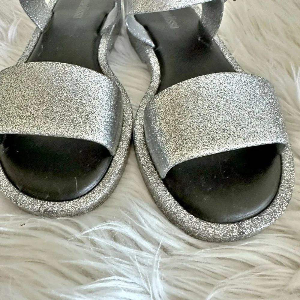 MELISSA | Silver Glitter Buckle Strap Beach Sandals Sandal Jellies Jelly | Size - Image 3