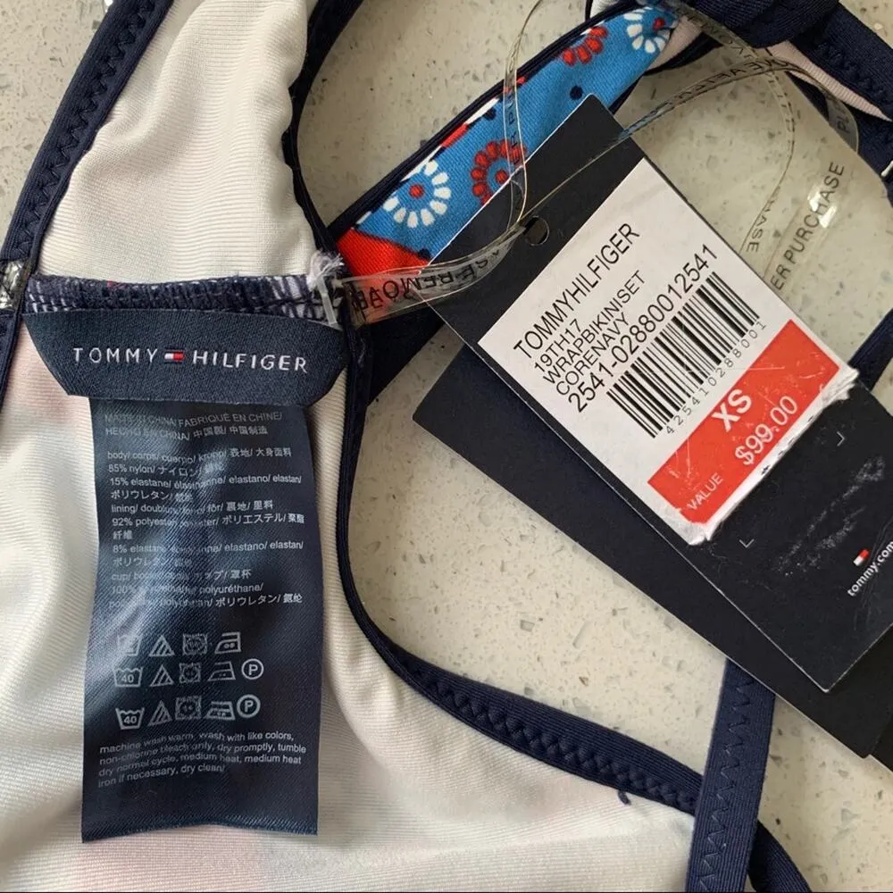 NWT Tommy Hilfiger Patchwork Wrap Bikini Top XS - Image 7