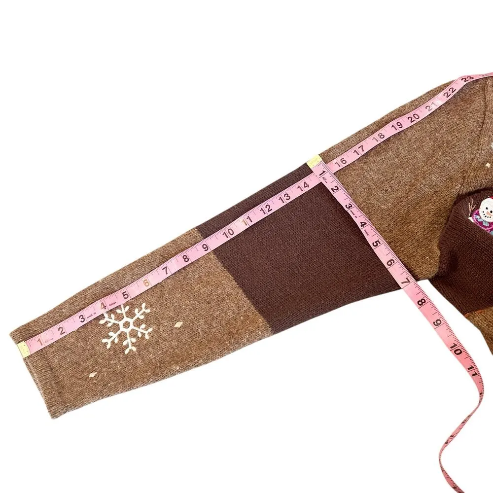 Vintage Designers Originals Studio Fa La La Full Zip Christmas Sweater Jacket PM Brown Size undefined - Image 11