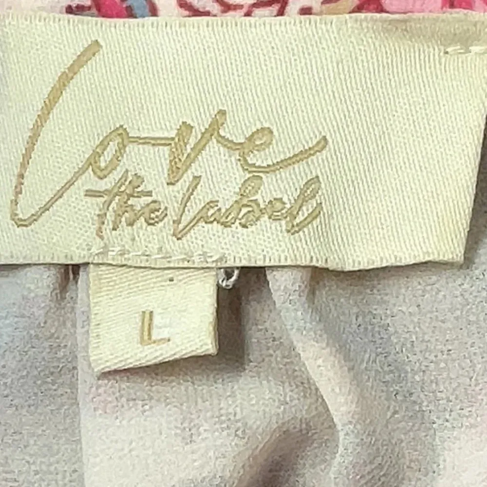 Anthropologie Love The Label Love Sam Pink Border Print Floral Dress Size L Size L - Image 7