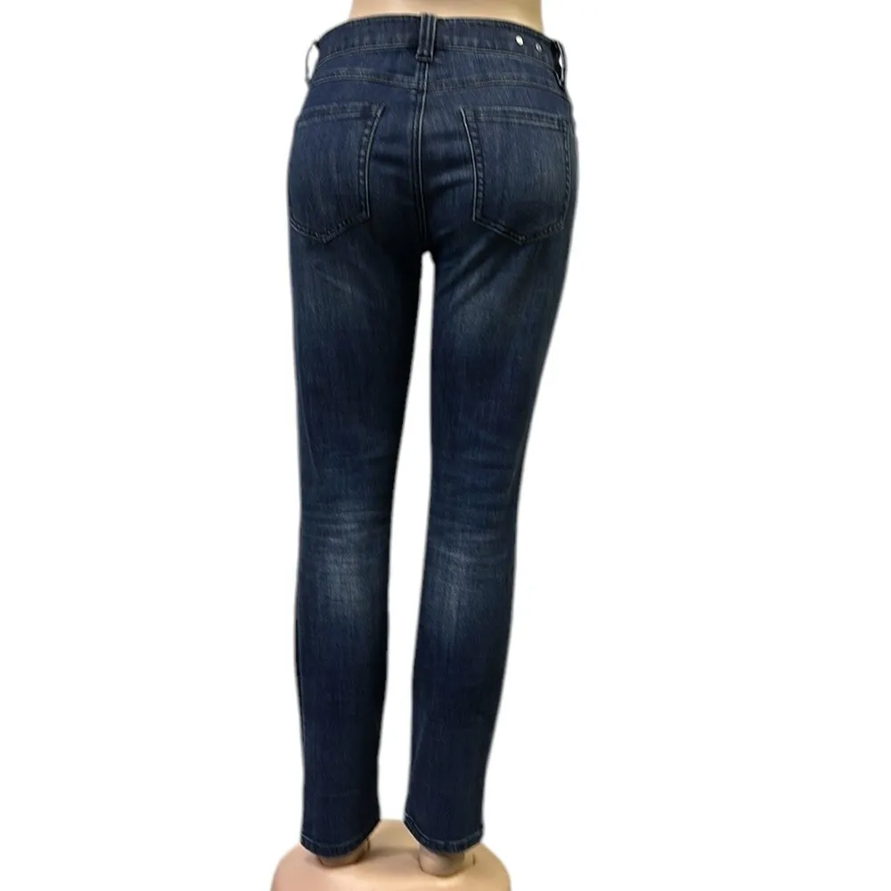 Cabi High Waist Straight Leg Dye Tuxedo Side Stripe Denim Blue Jeans Womens 4 - Image 4
