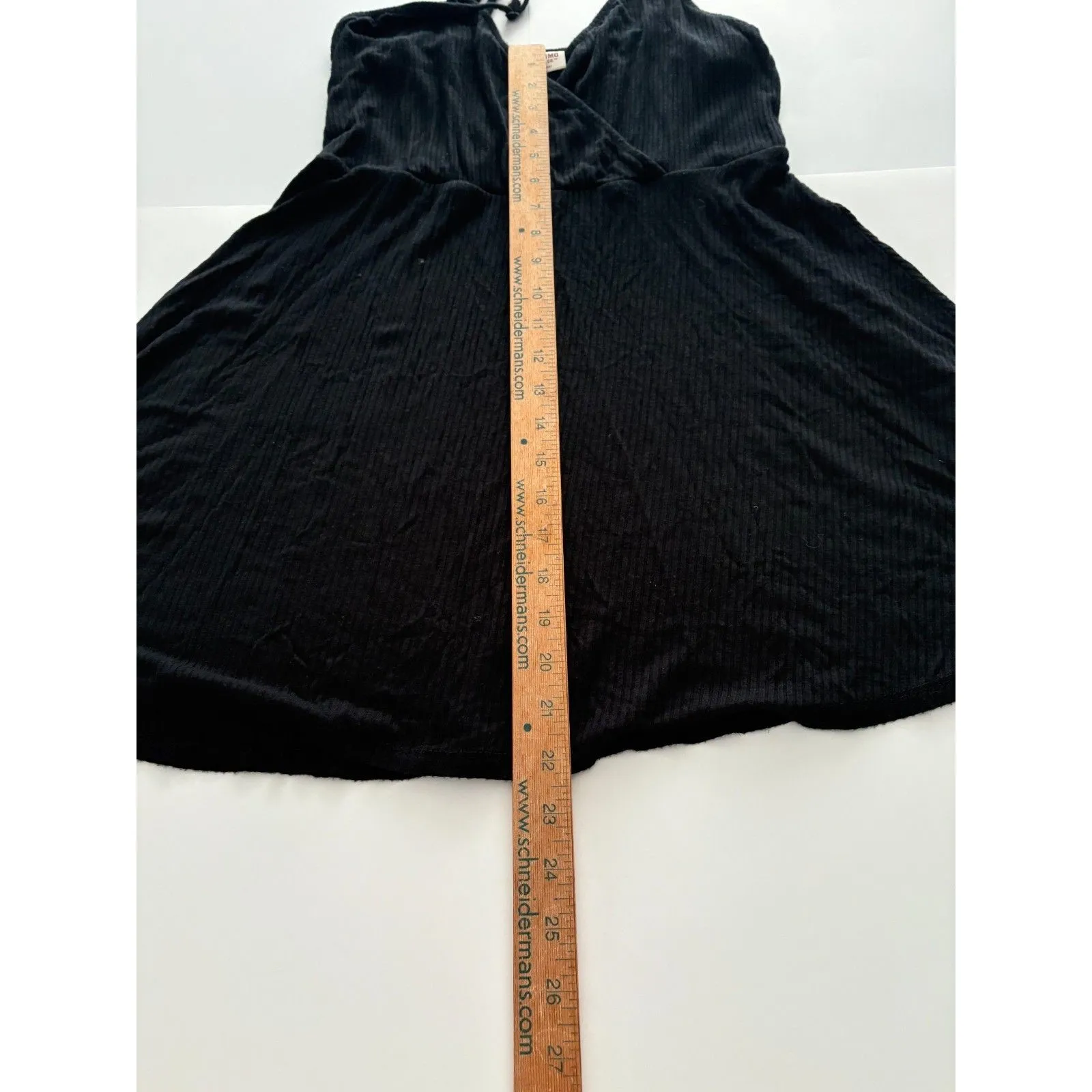 Y2K Mossimo Tank Dress Sz S Black Tunic Babydoll Dark Fairy Twilight Ribbed Soft - Image 8