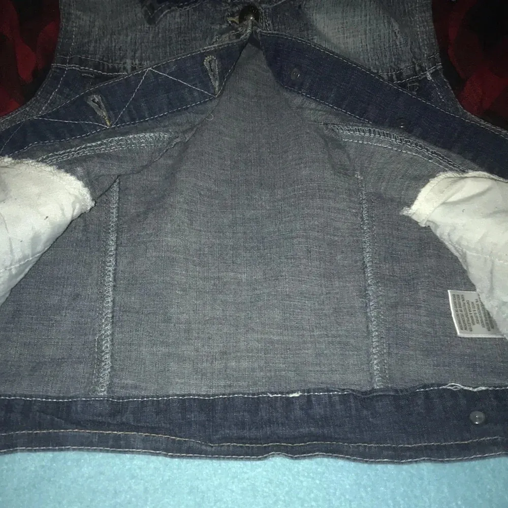 𝅺BONGO denim and plaid button up jacket with detachable hood Y2K size M - Image 4