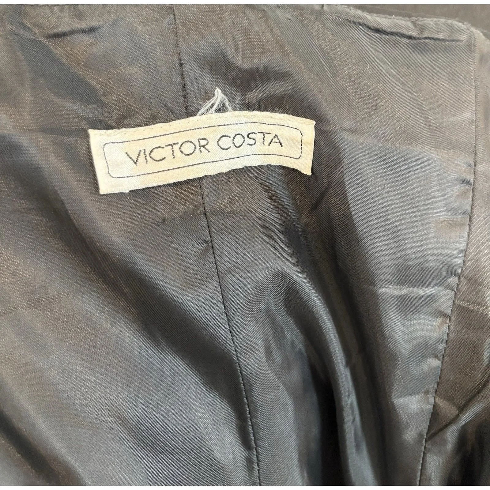 Vintage Victor Costa Strapless Black Dress Party Ruched Bow Lace Prom 1980s Size M - Image 6