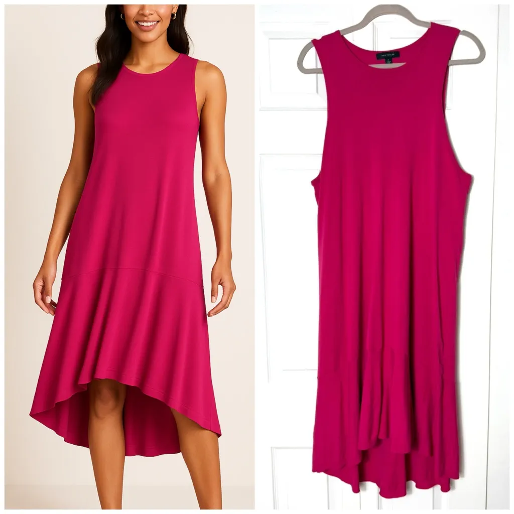 Ann Taylor Fuchsia Pink Sleeveless Hi-Low Knit Sweater Dress Size XL - Image 2