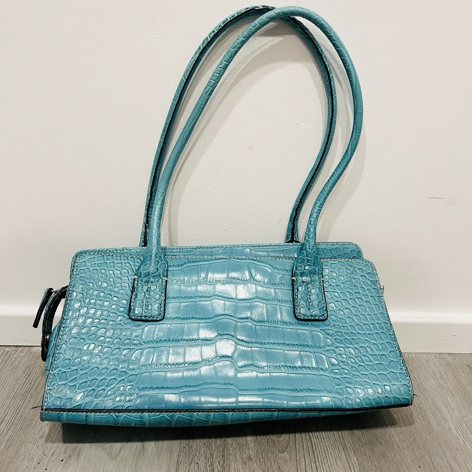 Vintage Textured Teal Tommy Hilfiger Purse And Change Purse Wallet Set - Image 6