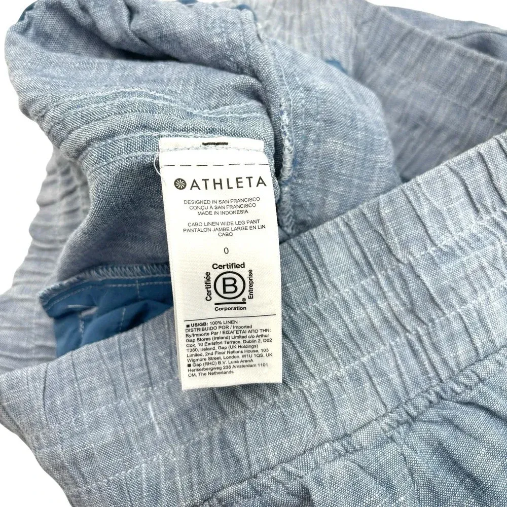 Athleta Cabo Linen‎ Wide Leg Pant Chambray Blue Size 0 - Image 13