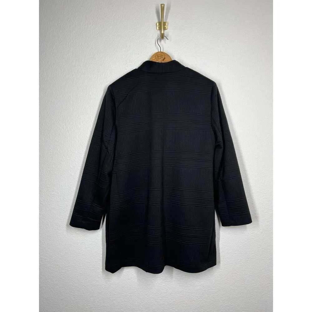 Chicos Black Textured Open Jacket Size 2 US 12/14 - Image 5