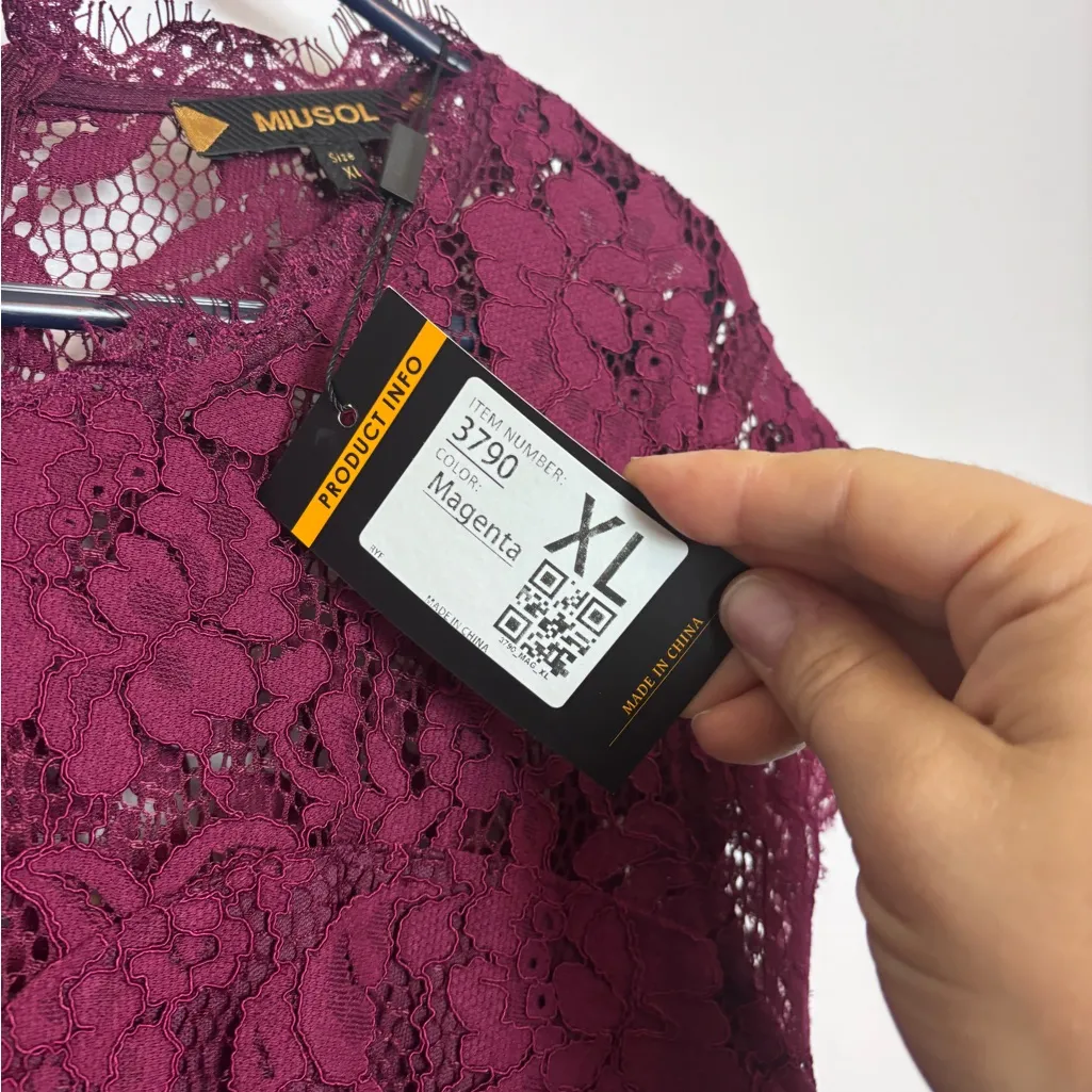 Miusol NWT Formal Magenta Floral Lace Bridesmaid Party Maxi Dress - Image 8