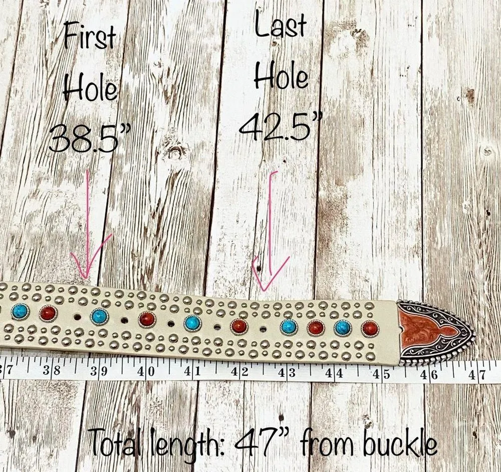 Genuine Leather Studded Southwestern Belt Buckle L Size L - Image 11