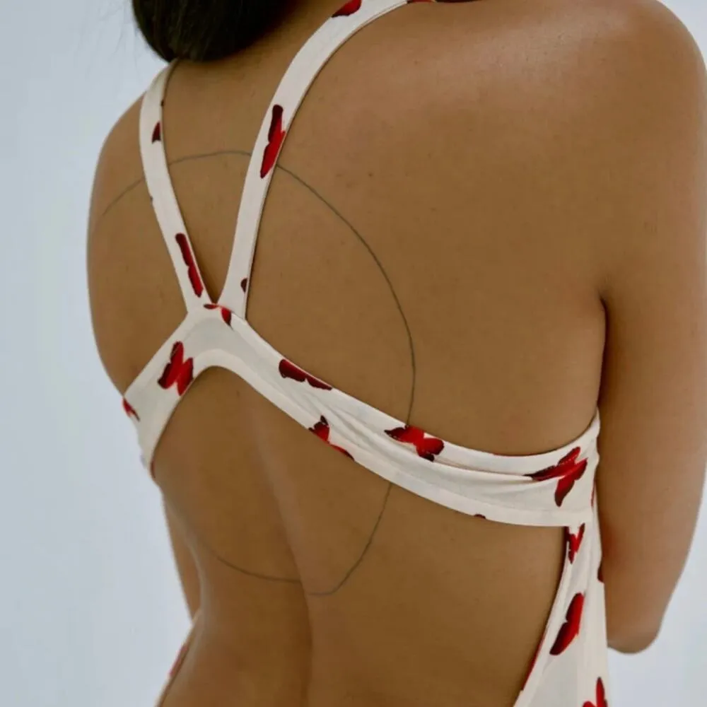 Musier Paris Womens Butterfly Orange Printed Open Back Maxi Dress size 34 XS C3 - Image 2