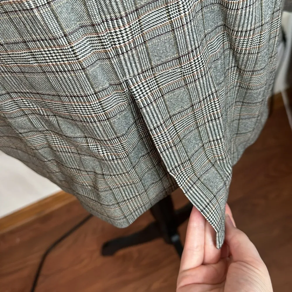 89th + Madison grey and tan double breasted Glen plaid blazer size XL Gray - Image 11