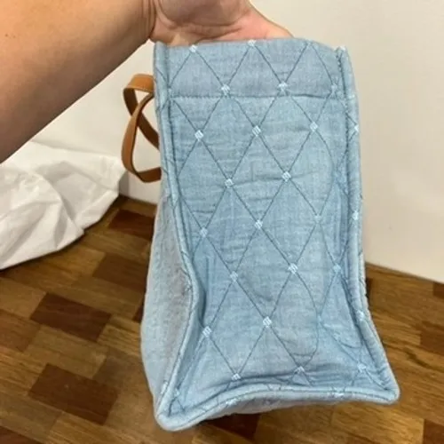 J Mclaughlin Nessa Handbag‎ One Size NWT $248 Blue Quilted Tote Cotton Purse - Image 7