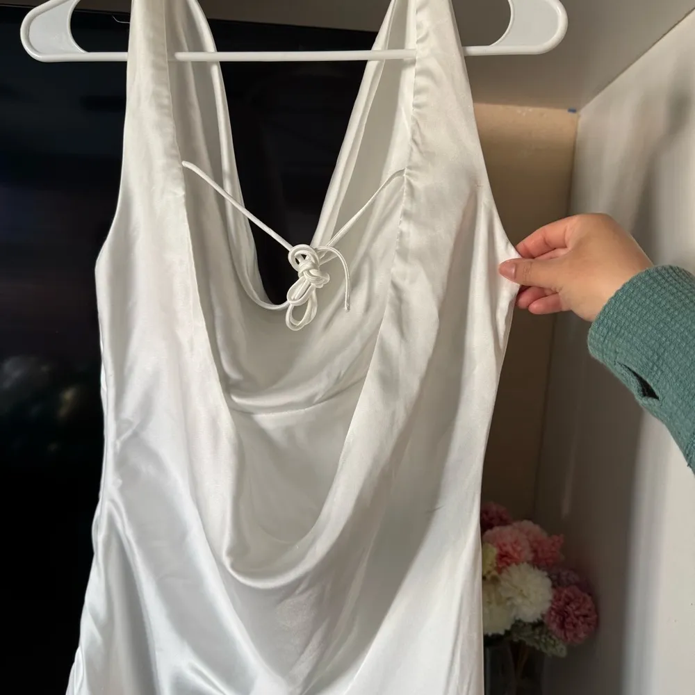 Be Mine Satin Maxi Dress White - Image 9