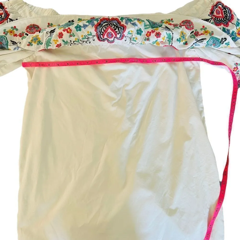 PARKER Cathy embroidered tunic off shoulder mini dress - Image 9