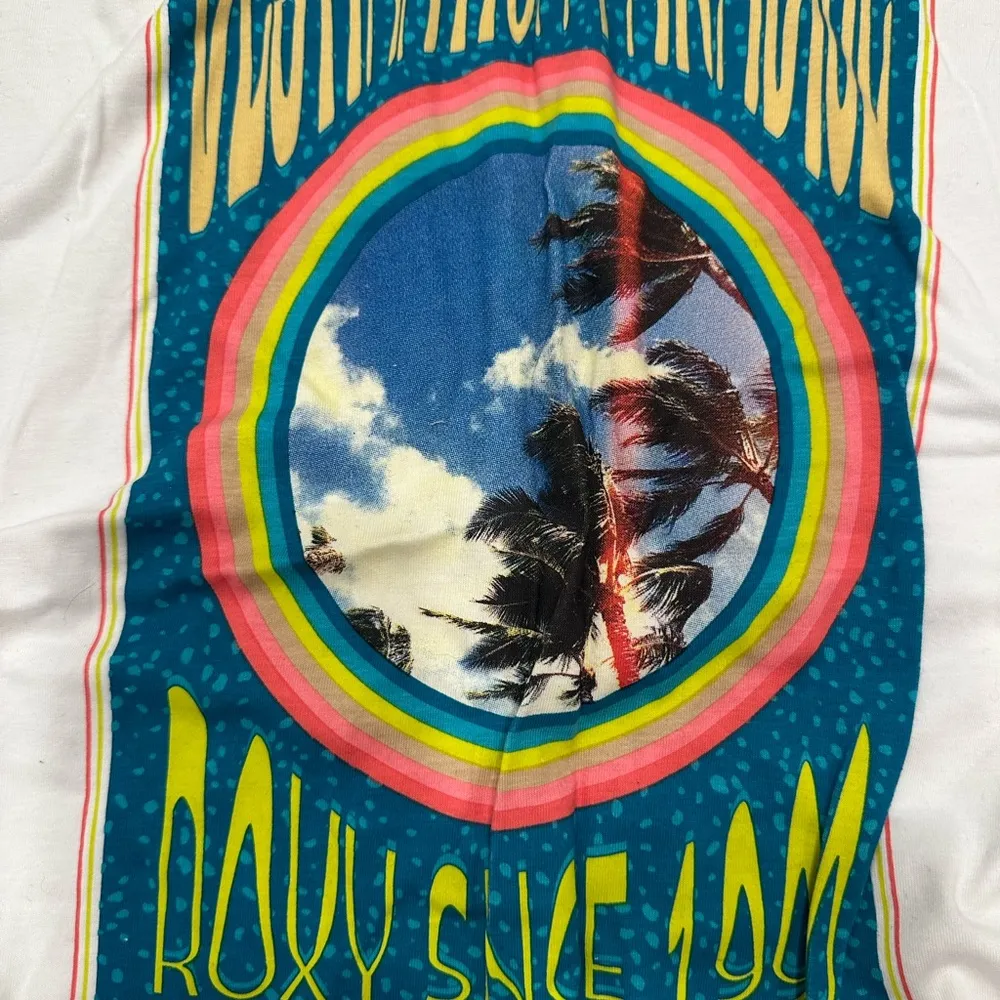 Roxy White Graphic Oversized Long Tee Shirt Dress - Image 2