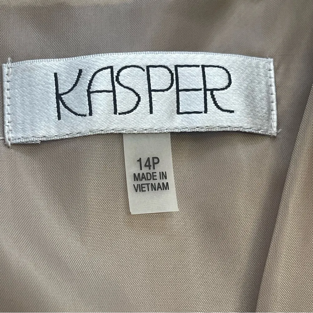 Kasper Gold Shimmer Sleeveless Sheath Midi Cocktail Dress Square Neck Petite 14P - Image 12