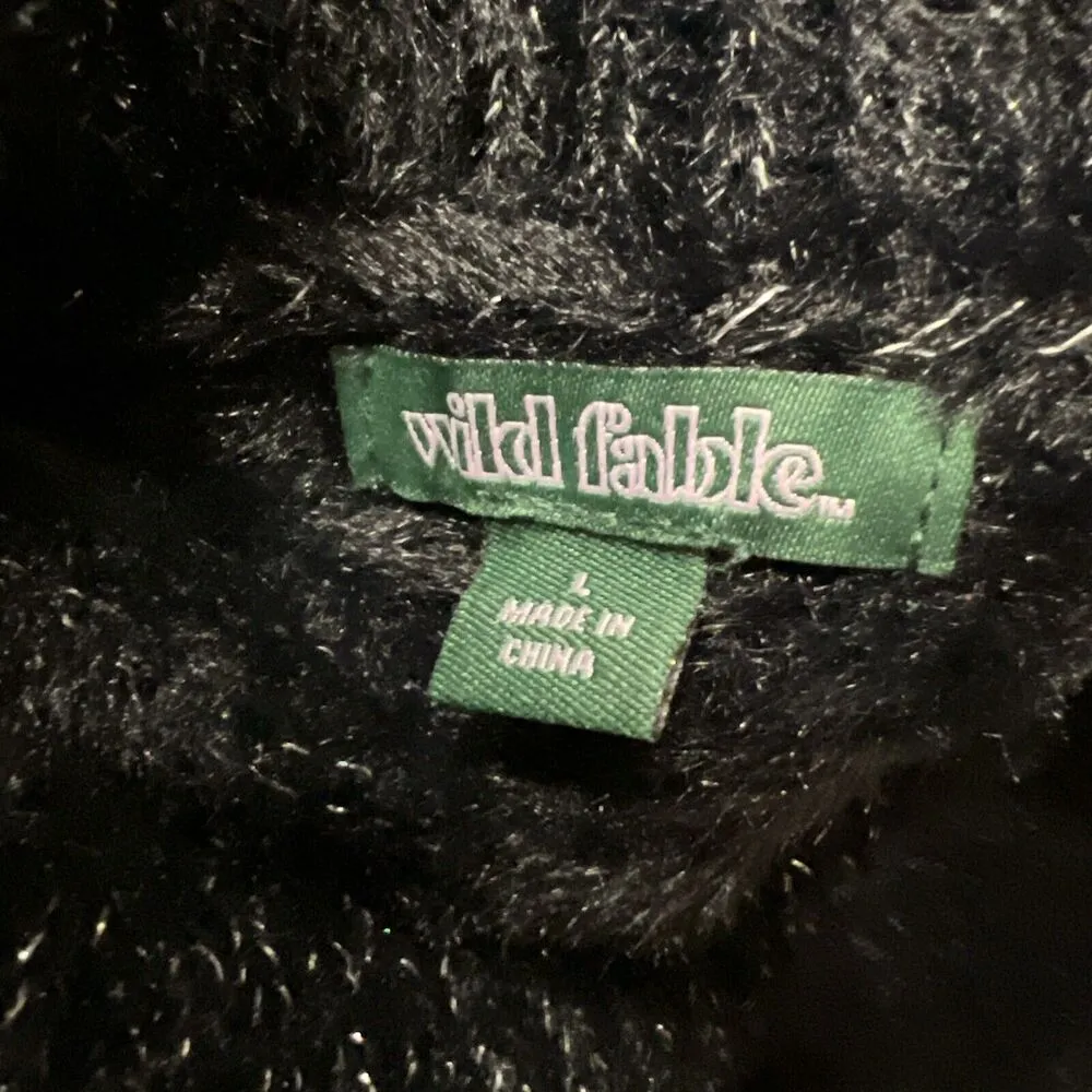 Wild Fable Turtleneck Sparkle Boxy Pullover Sweater - Black Women's L New - Image 8