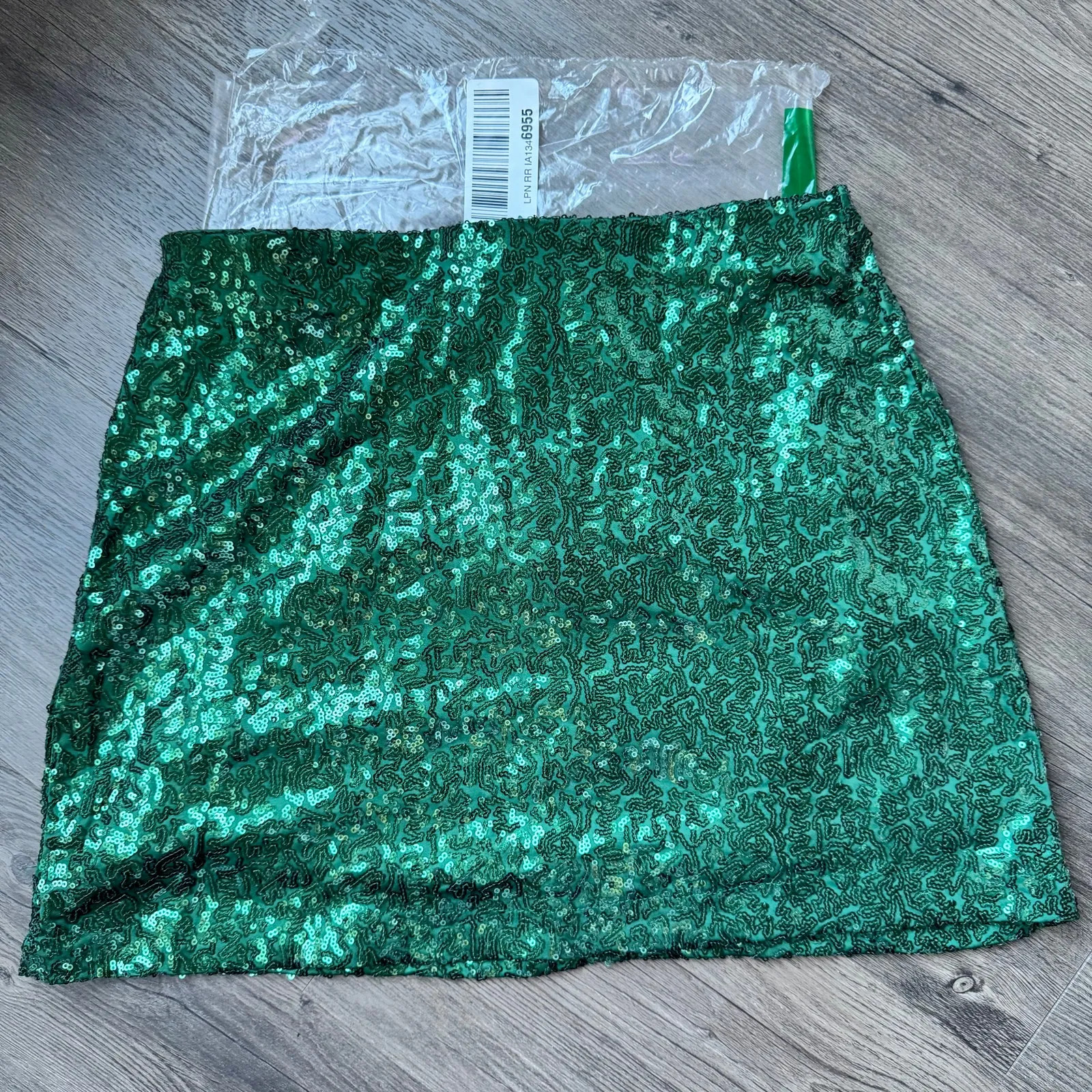NWOT Tipsy Elves Emerald Green Sequin Mini Skirt Womens Size Med Stretch Zip - Image 4