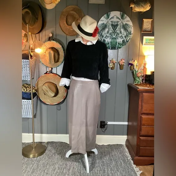 Vintage Ruth Wagner Leather Skirt Large Gray Size 12 - Image 2