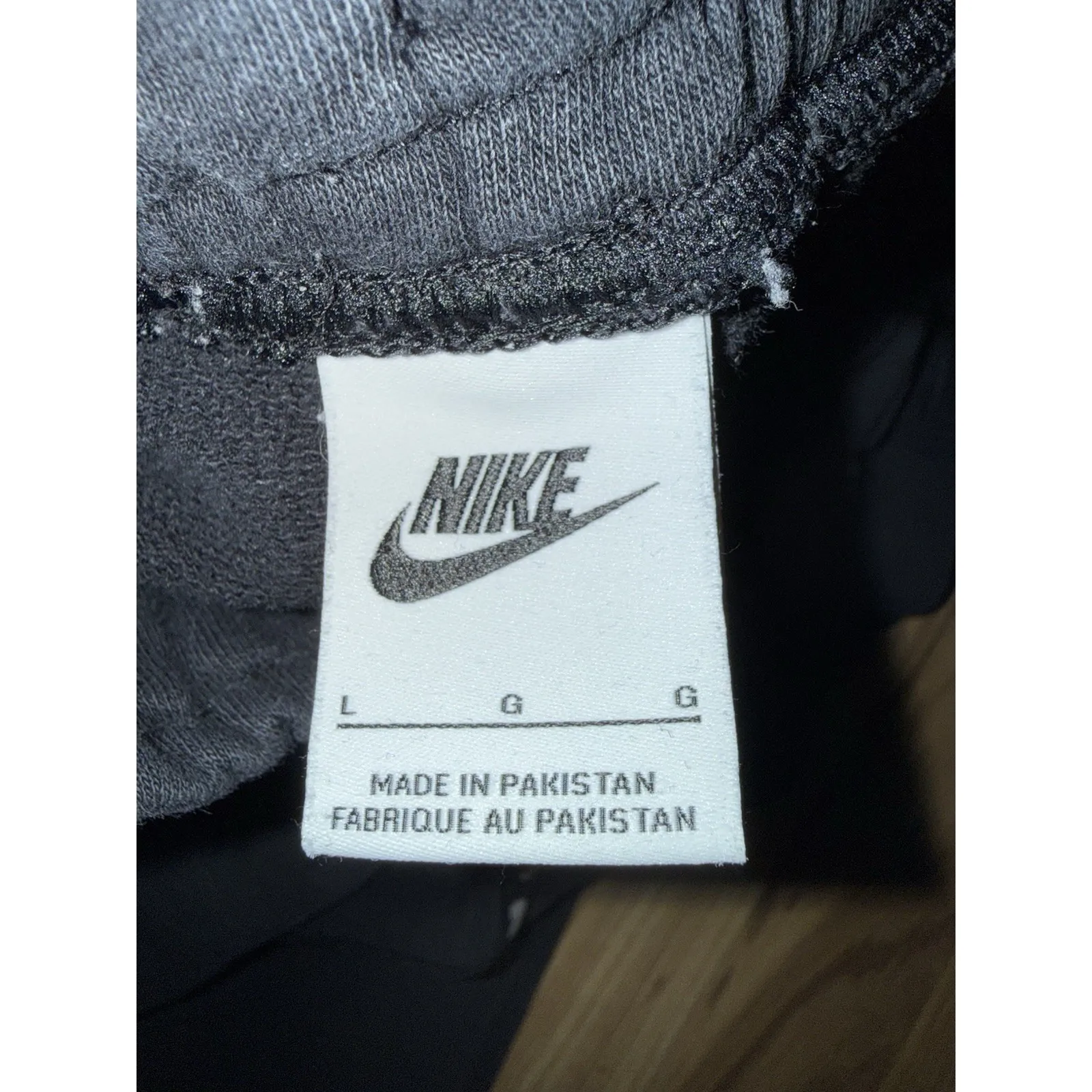 Nike Women's Large L Black Fleece Tapered Leg Joggers Repeat Logo Trim Cotton - Image 4