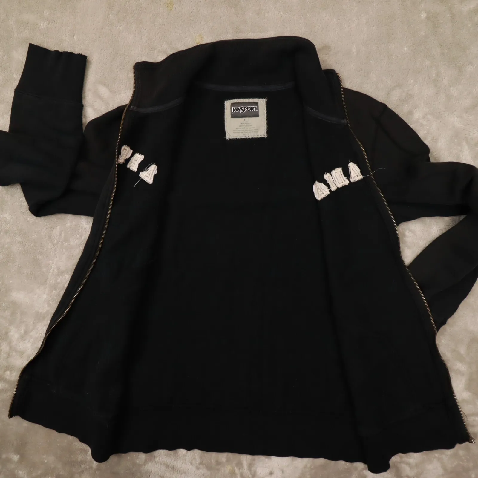 JanSport‎ Vintage Women's Black Sweat Shirt Full Zip Jacket Arcadia size XL - Image 8