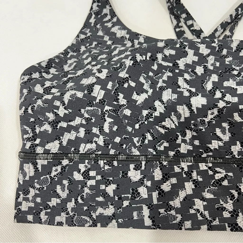 Lululemon Energy Bra Size 10 Long Line Medium Support B–D Cup Pace Lace Grey - Image 6