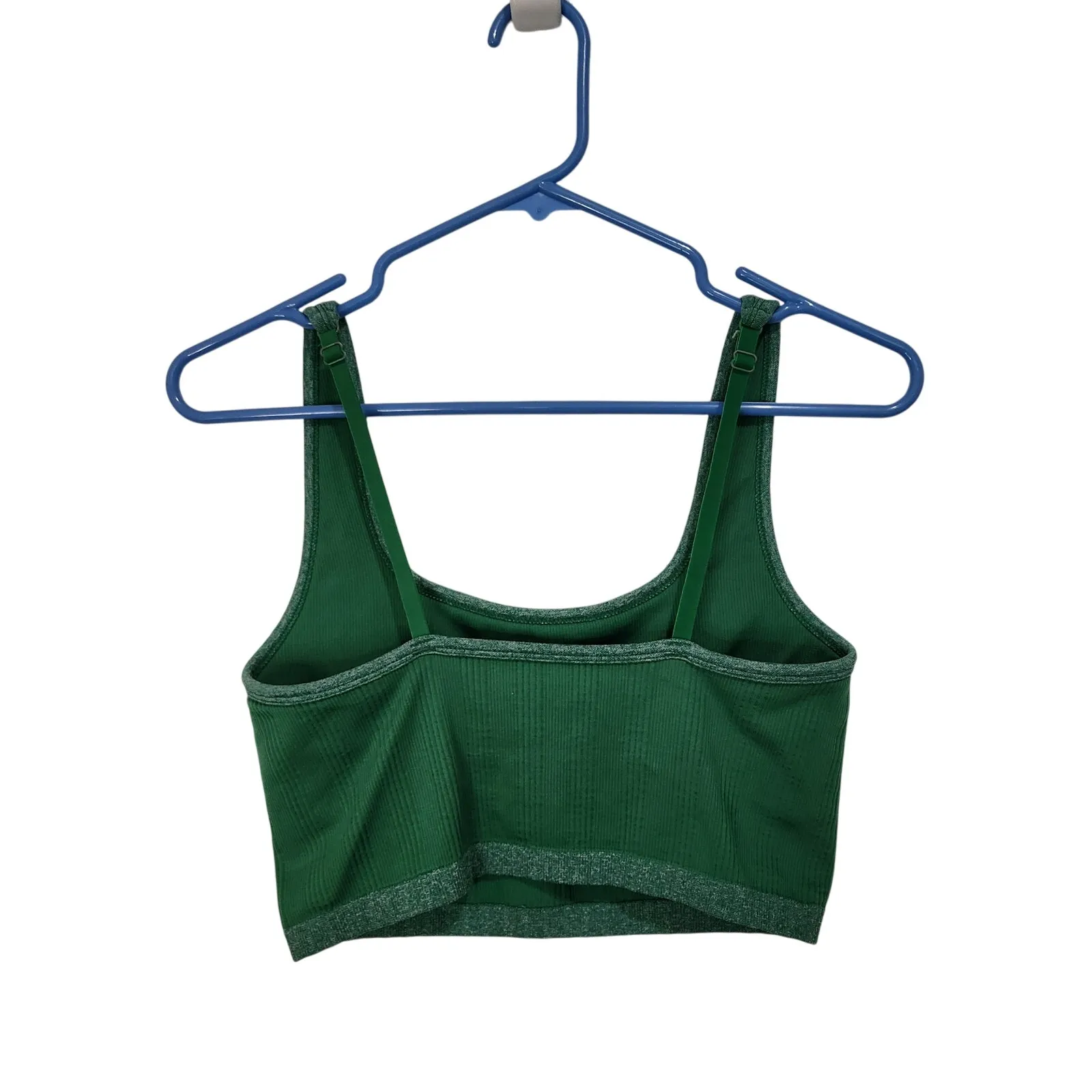 Aerie Green Rib Knit  Unlined Cropped Square Neck Longline Tank Bralette Small - Image 2
