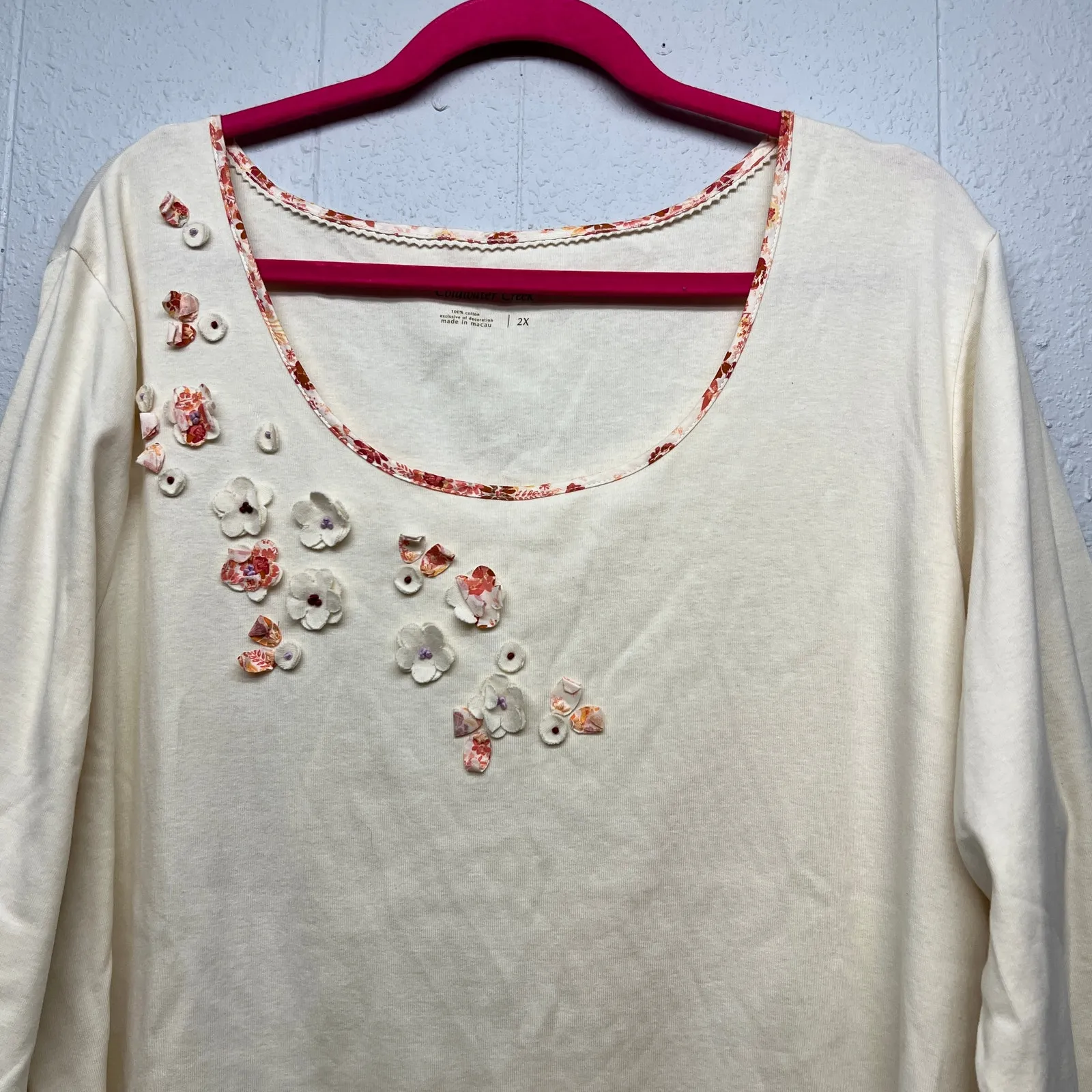 Coldwater Creek 3D Floral Top Womens 2X Fairy Boho Festival Hippie Sustainable - Image 3