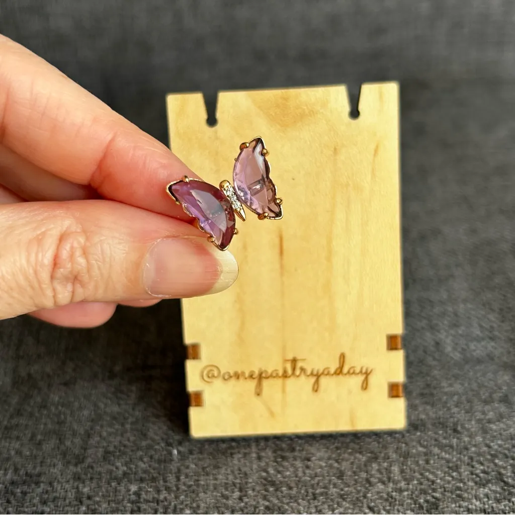 Pretty DARK PURPLE Butterfly Gemstone Fashion Ring, Gold, Adjustable (Fits Most) - Image 11