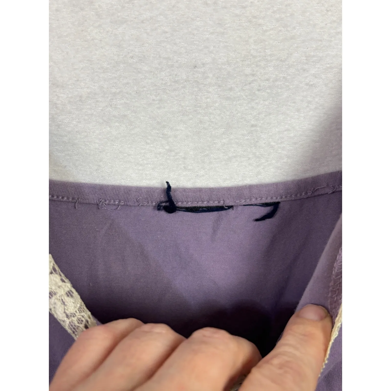 Vintage Purple White Cami Sz S Crop Top Tank Babydoll Lace Coquette Fairy Y2K - Image 3