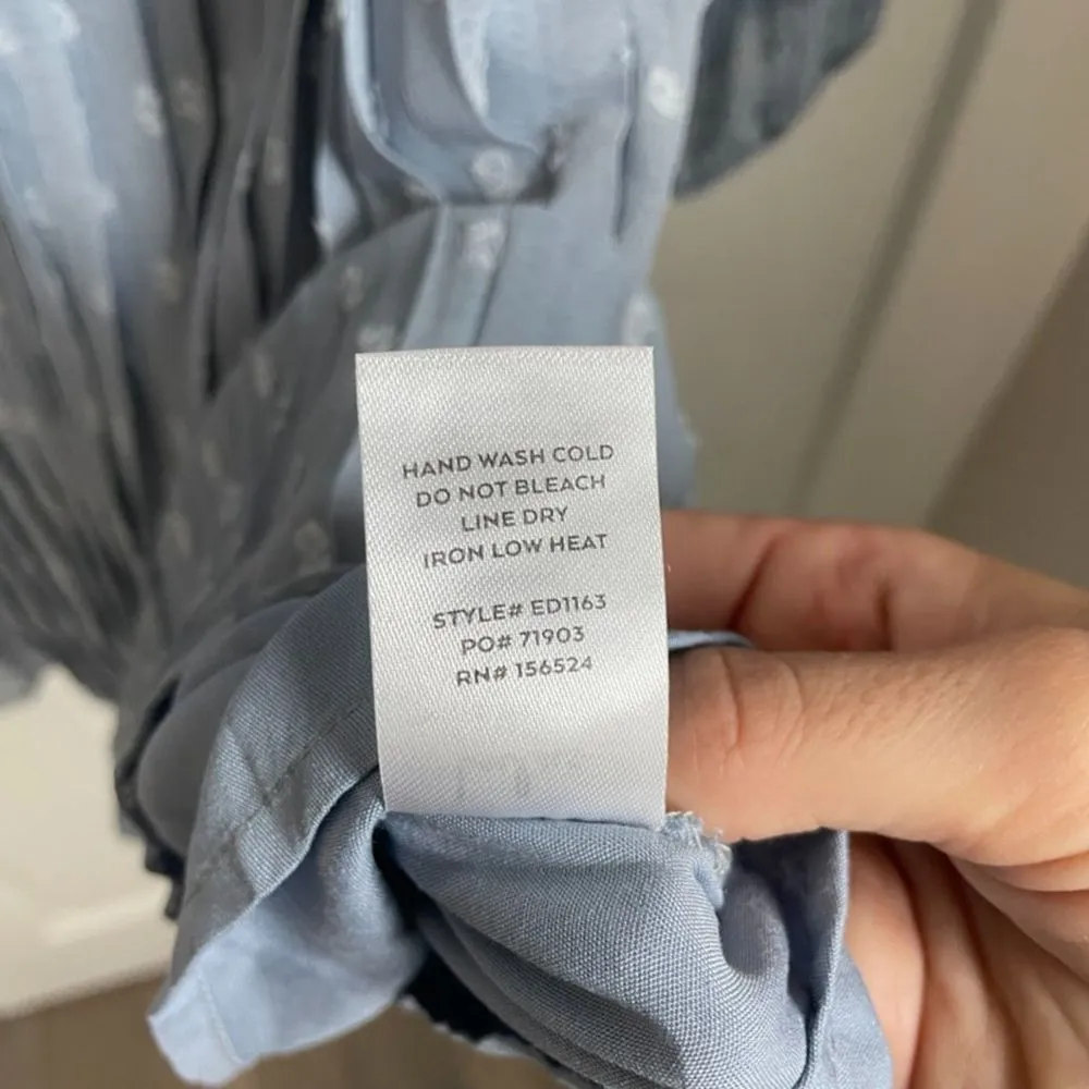 blue swiss dot mini dress long sleeve lacey cocktail wedding evening - Image 3