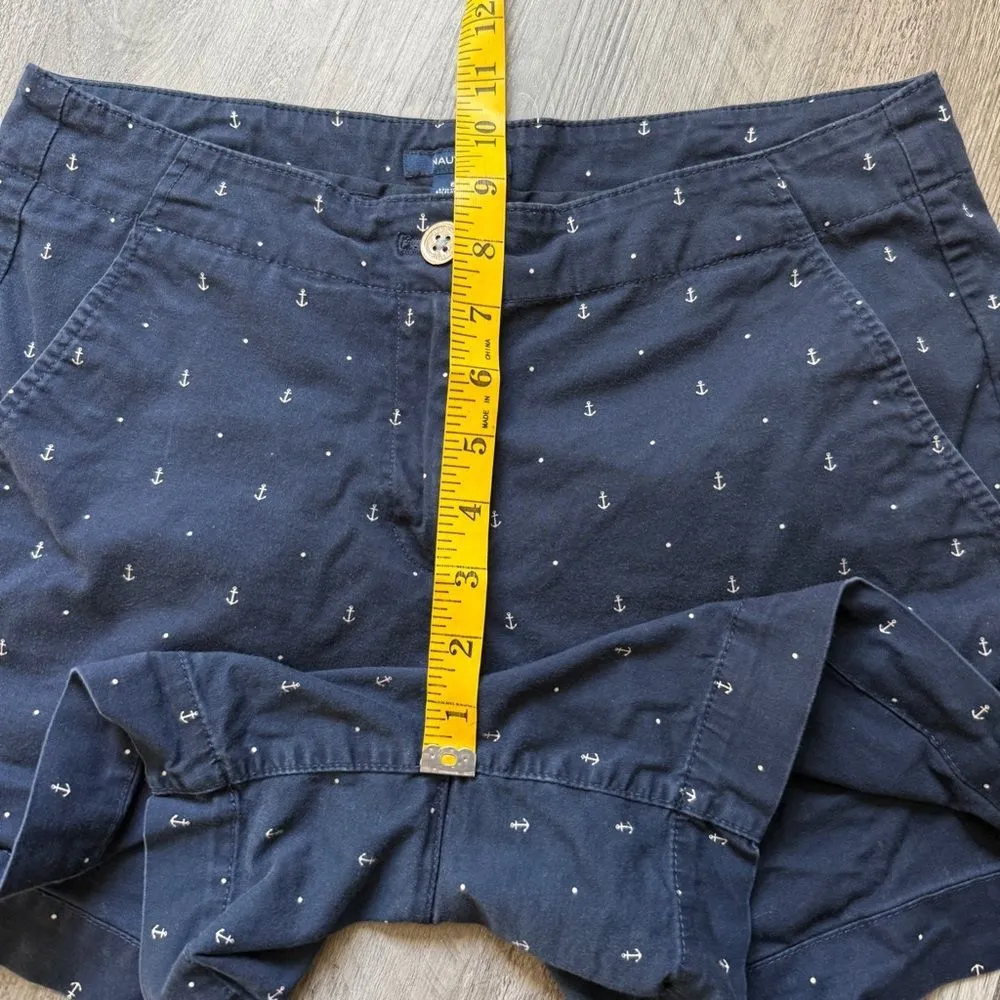 Nautica Anchor Shorts Navy Blue White 6 Cotton Stretch Coastal - Image 9
