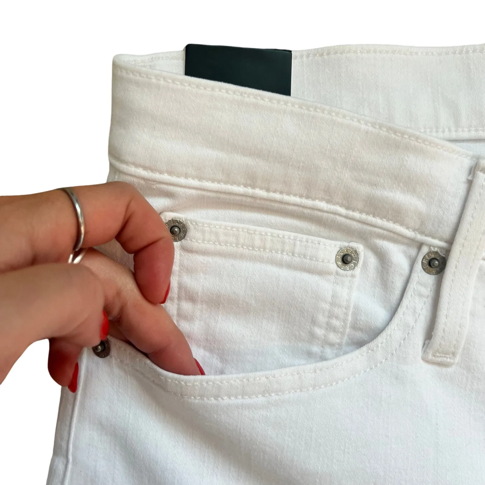 J. Crew White Mid Rise Flare Crop Jeans Raw Hem Plus size 35 NEW Tags Preppy - Image 4