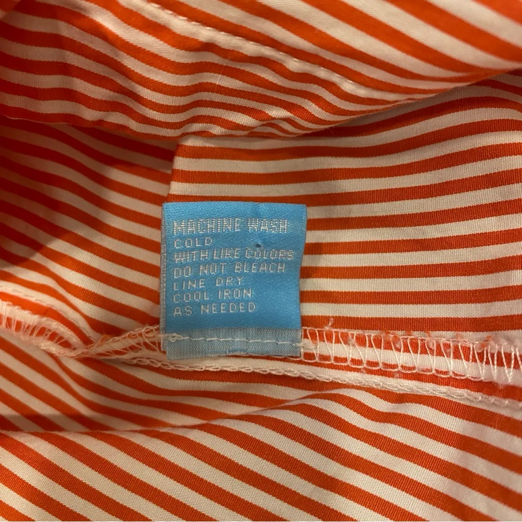 🌟J. MCLAUGHLIN🌟 MILLBURY CORAL RED & WHITE STRIPE KNEE LENGTH SHIRT DRESS SZ M - Image 7