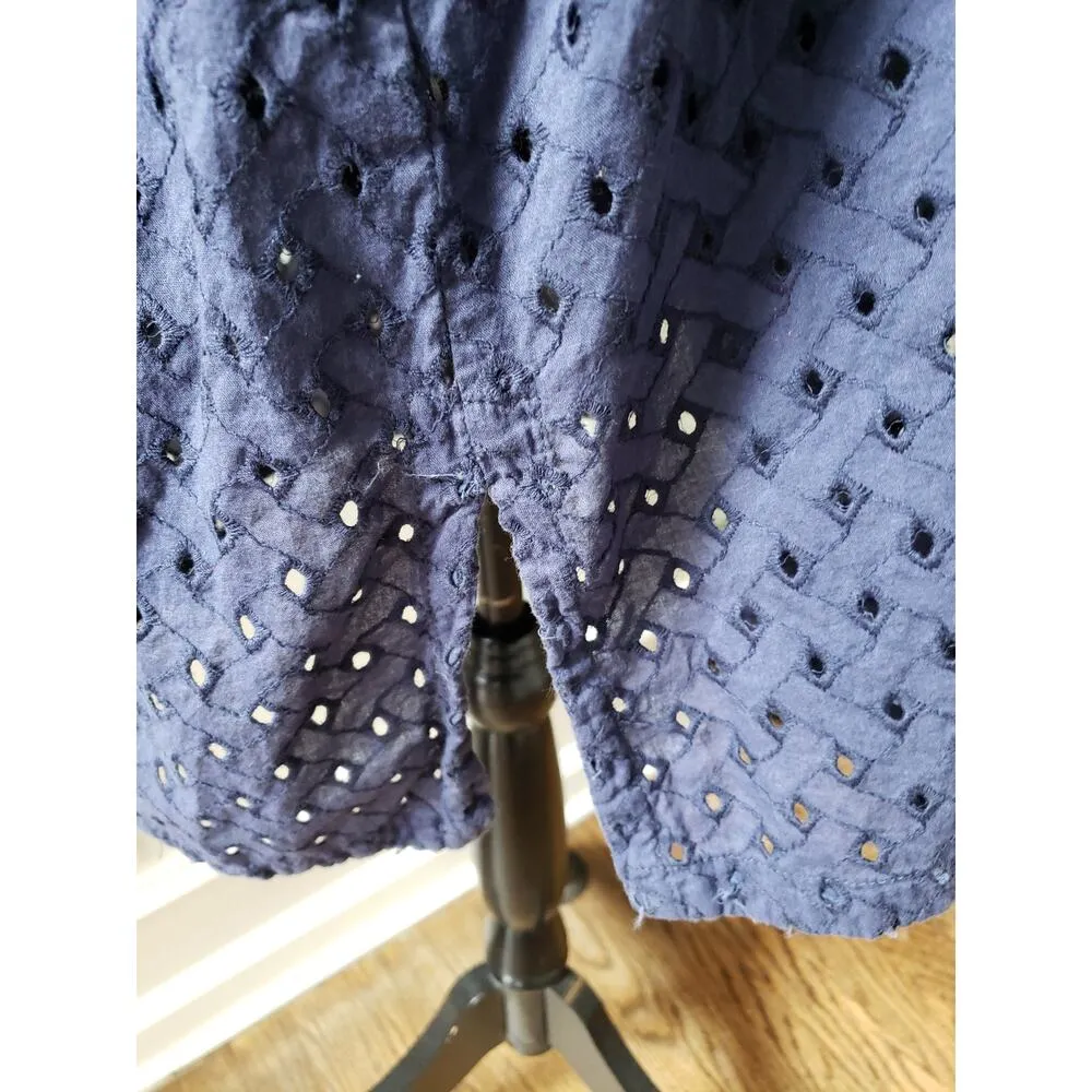 Denim 24/7 Tunic Top Women 24W Navy Blue Eyelet Embellished Boho Festival Chic - Image 8