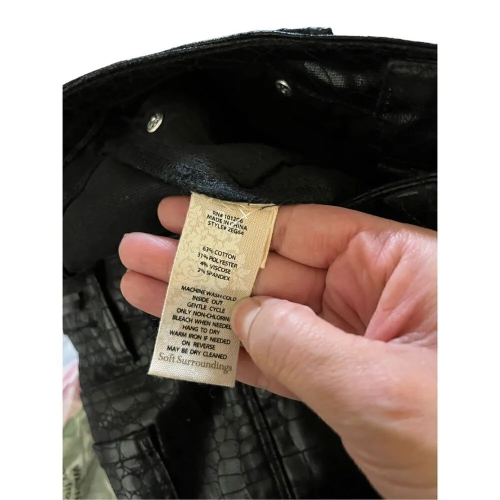 Soft Surroundings Perfect Ponte‎ Printed Faux Leather Straight Leg Pant Size 4 - Image 9