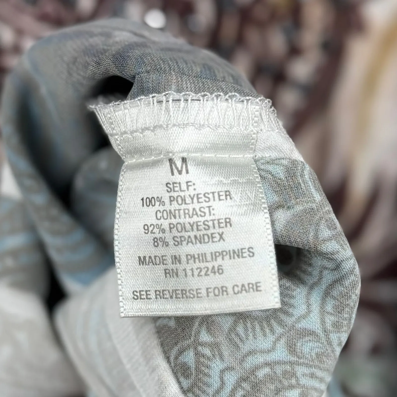 Dressbarn Blouse M Multicolor Paisley Sublimation Shimmer Beaded Boho Tunic Y2K - Image 7