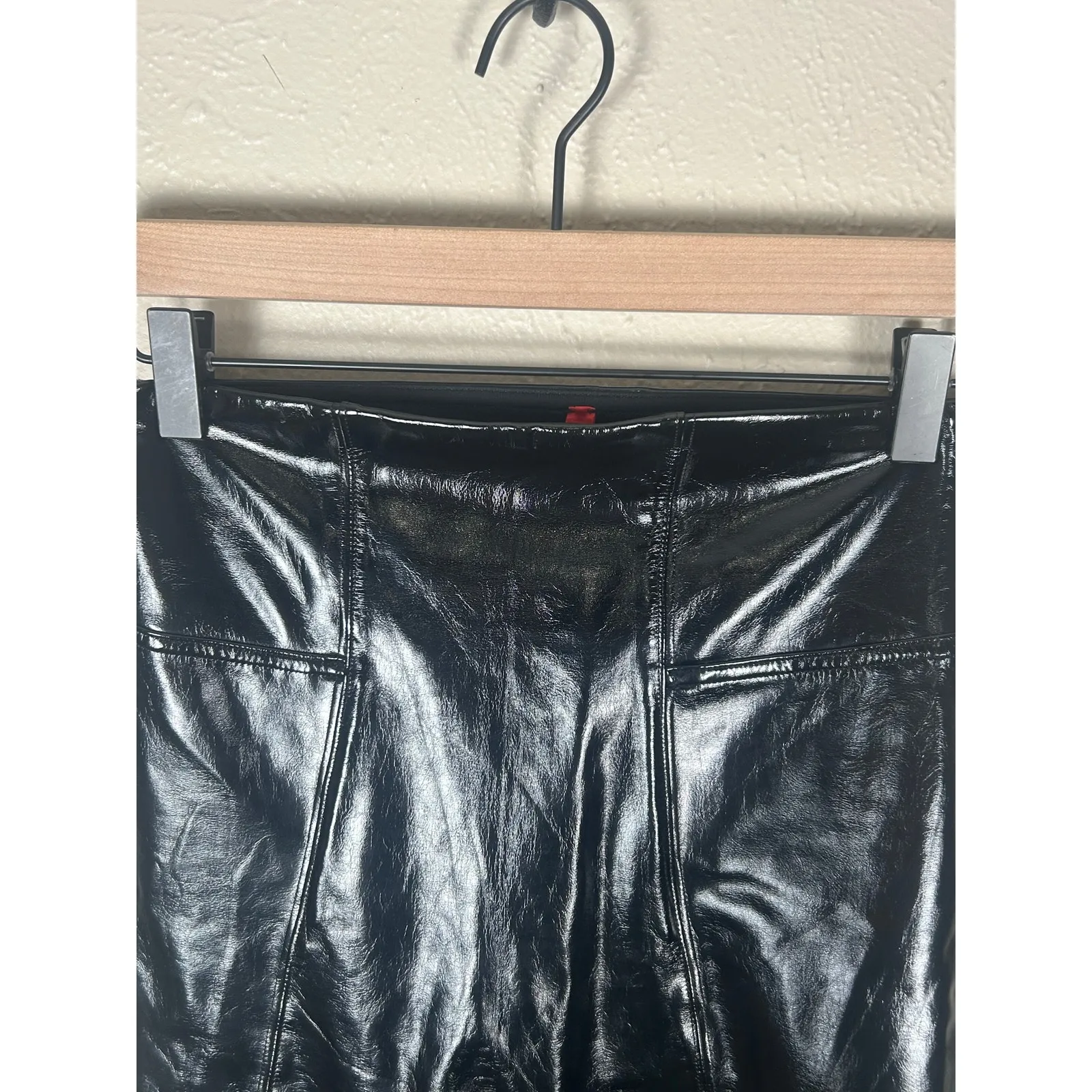 Spanx Leather Leggings Size Small Shiny Black Shapewear Grunge Moto Punk Shaping - Image 4