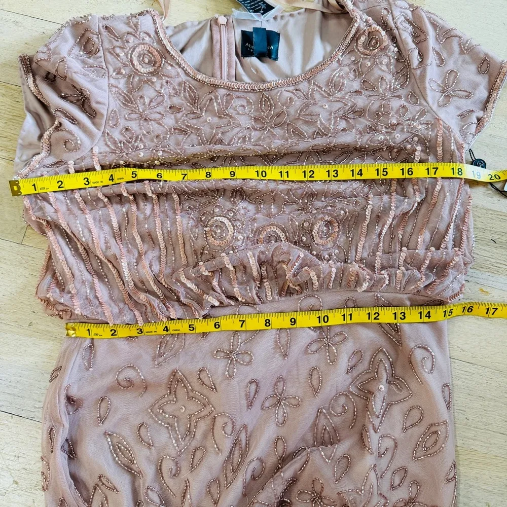 Adrianna Papell Round Neck Short  Sleeve Beaded Blouson Gown NEW - Image 5