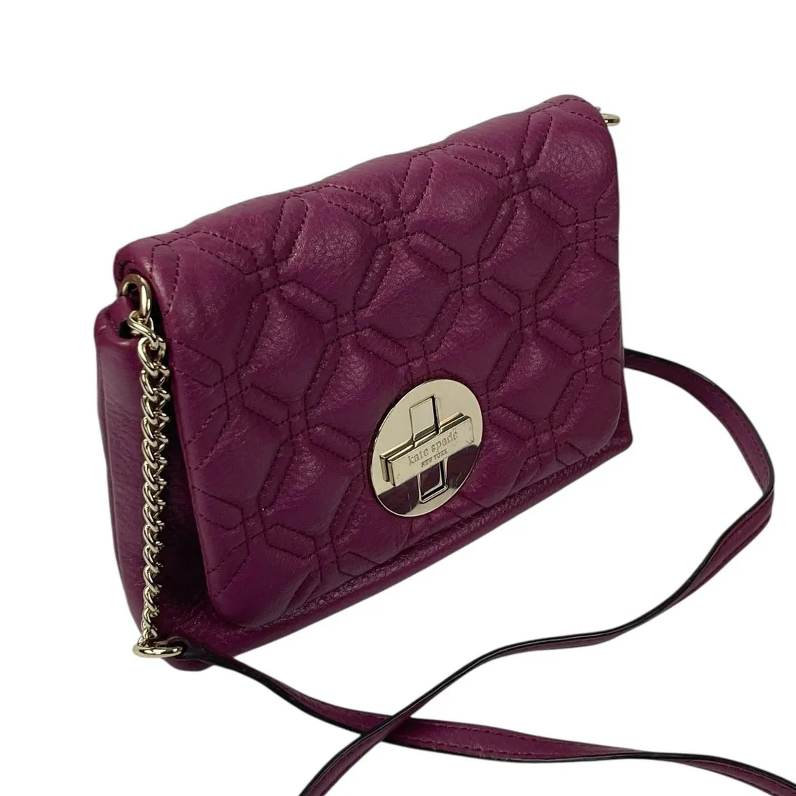 Kate Spade Astor Court Naomi Quilted Chain Purple Magenta Leather Crossbody Bag - Image 6