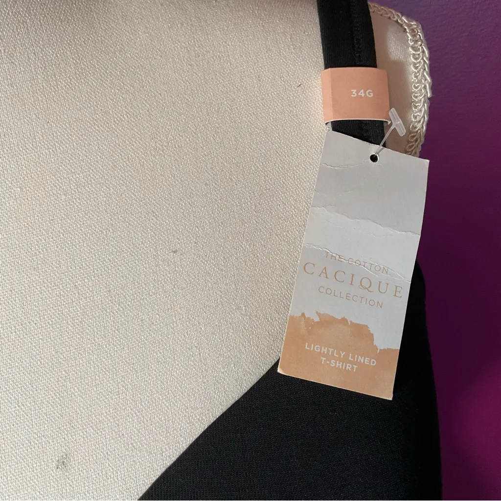 Lane Bryant NWT Cacique Black 34G Cotton Lightly Lined T-Shirt Underwire Bra - Image 5
