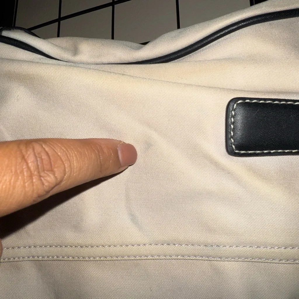 Vintage Coach Leather & Nylon Bag 7776 11x9” Black & Light Tan‎ V - Image 6