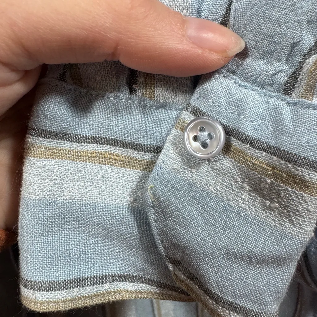 Vince NWT  Textured Stripe Boxy Button Down in Surf Mist Blue - Image 9